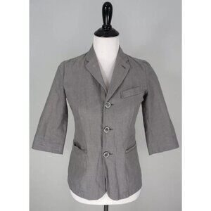 Stile Benetton Gray 3 Button 3/4 Sleeve Blazer Coat Jacket Size Small